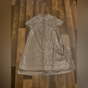 Silver Sequin A-Line Mini Dress for Cocktail